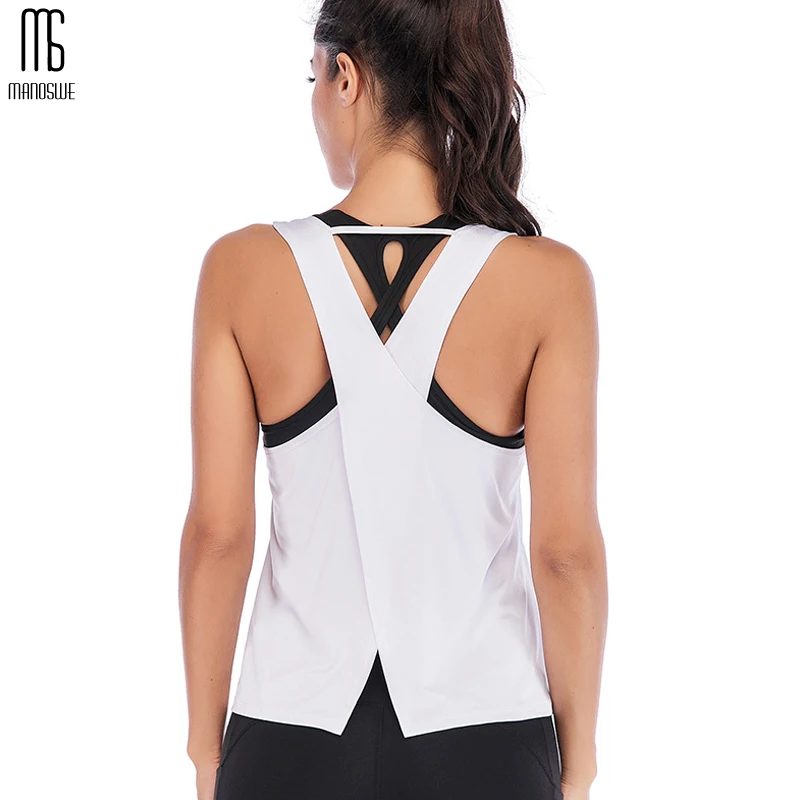 Manoswe женская бордовая Спортивная майка с перекрестной спинкой 2019 новая