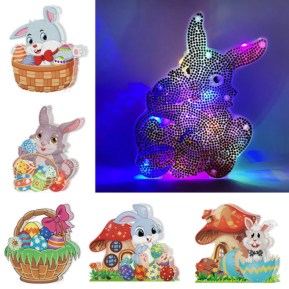 

Special-shaped Diamond Painting LED Lamp Crystal Drill Easter Rhinestone DIY Desktop Ornament Light Mosaic Crafts Kids Gift