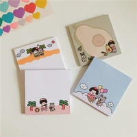 korean ins cartoon girl memo pad 50 sheets student learning small notepad diy message paper planner stickers kawaii stationery