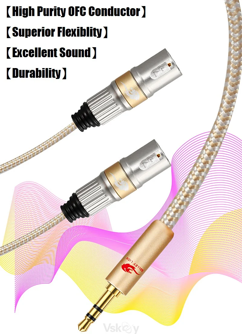 Hi-Fi 3 5 мм для Dual XLR аудио кабель ПК