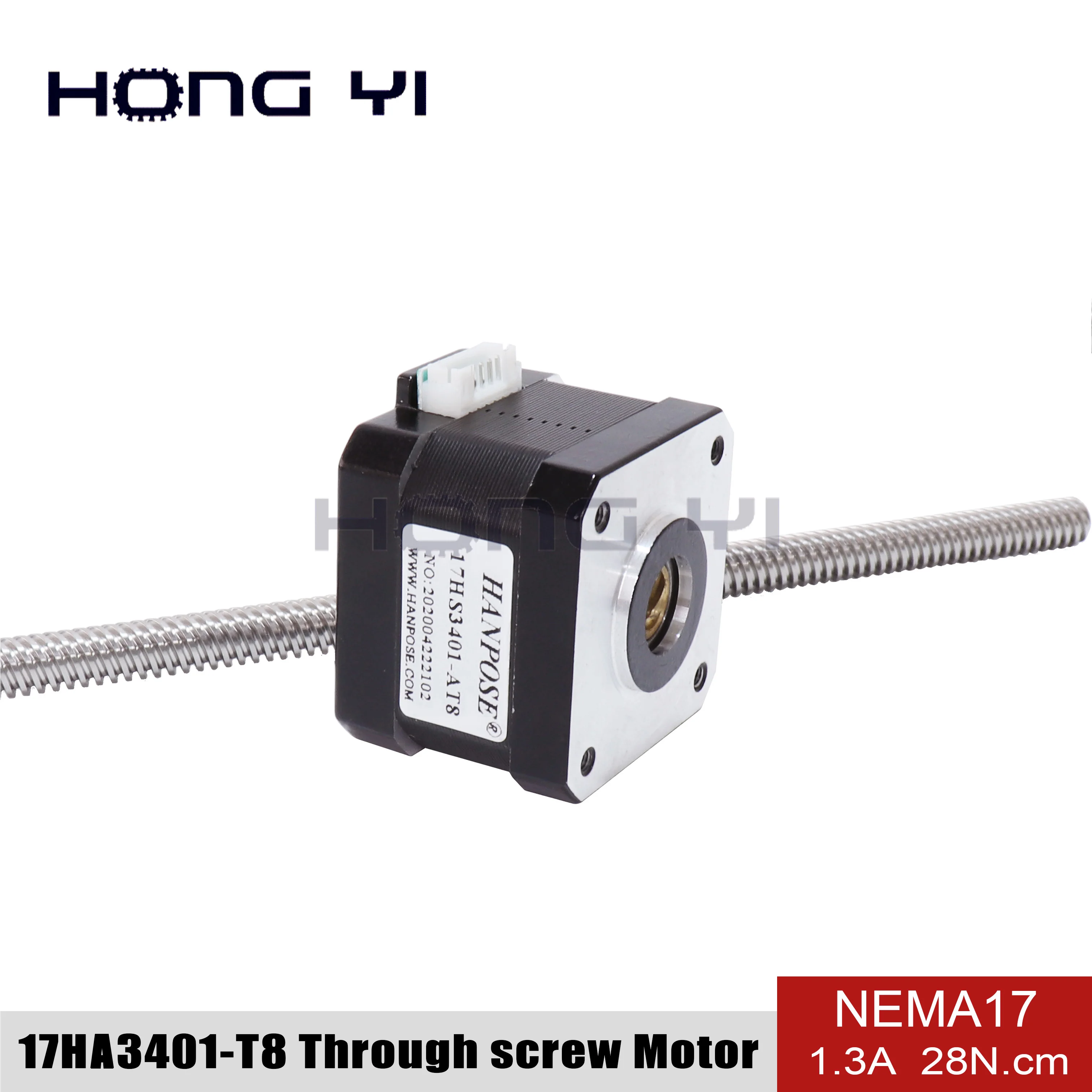 

Free Shipping Penetration through-screw stepper motor 1.3A 28N.CM NEMA17 17HA3401-T8*8 100MM 4-lead screw stepper motor