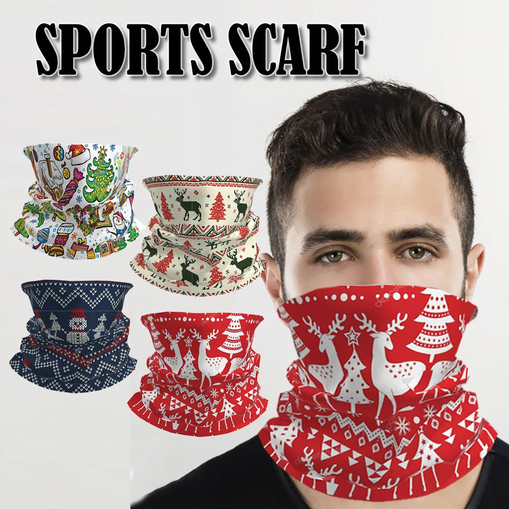 

Christmas Pattern Balaclava Cycling Hiking Neck Scarves Cover Riding Climbing Turban Outdoor Sports Windproof Scarf Bandanas