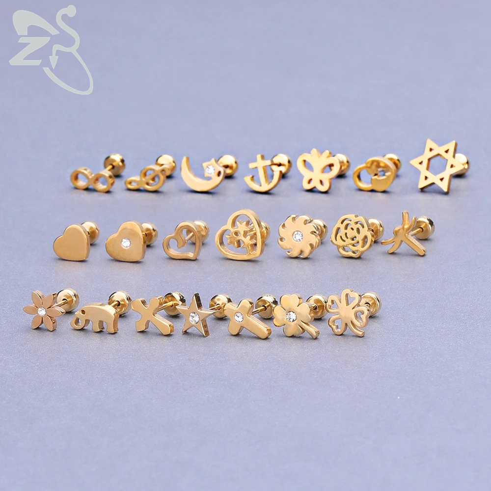 Детские серьги из нержавеющей стали модные гвоздики для девочек украшения