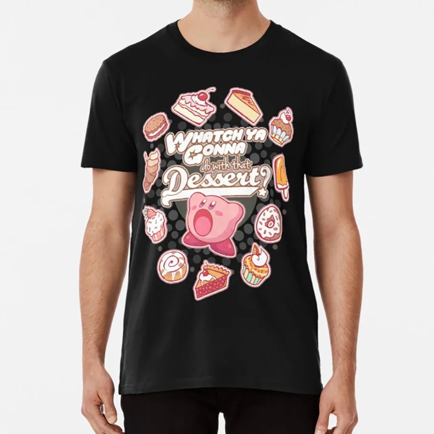 Что делать с десертом? Футболка kirby stars десерт торт мороженое печенье кексы пирог