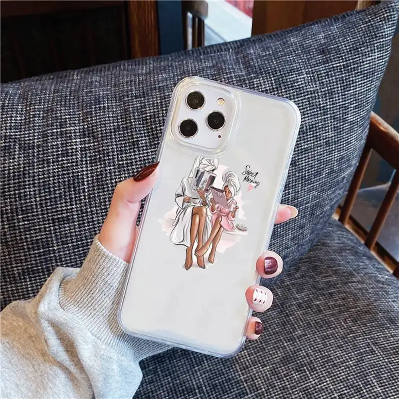 

Mom and baby Phone Case For iphone 12 11 8 7 6s 6 5 5s 5c se plus mini x xs xr pro max Transparent soft