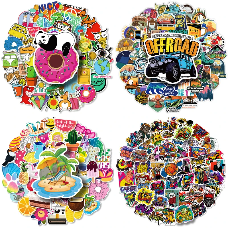 

50 наклеек граффити для улицы, смешанные и подходящие к разному пейзажу наклейки для багажа, красочные Мультяшные наклейки астронавта