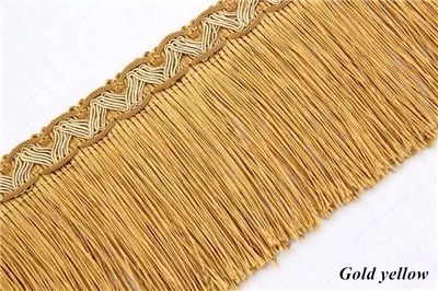 Gold yellow 12 м/лот 10 см широкие украшения для штор с длинной бахромой DIY шитье сценический диван грузовик декоративная кружевная лента пояс занавес аксессуары - Цвет: Gold yellow