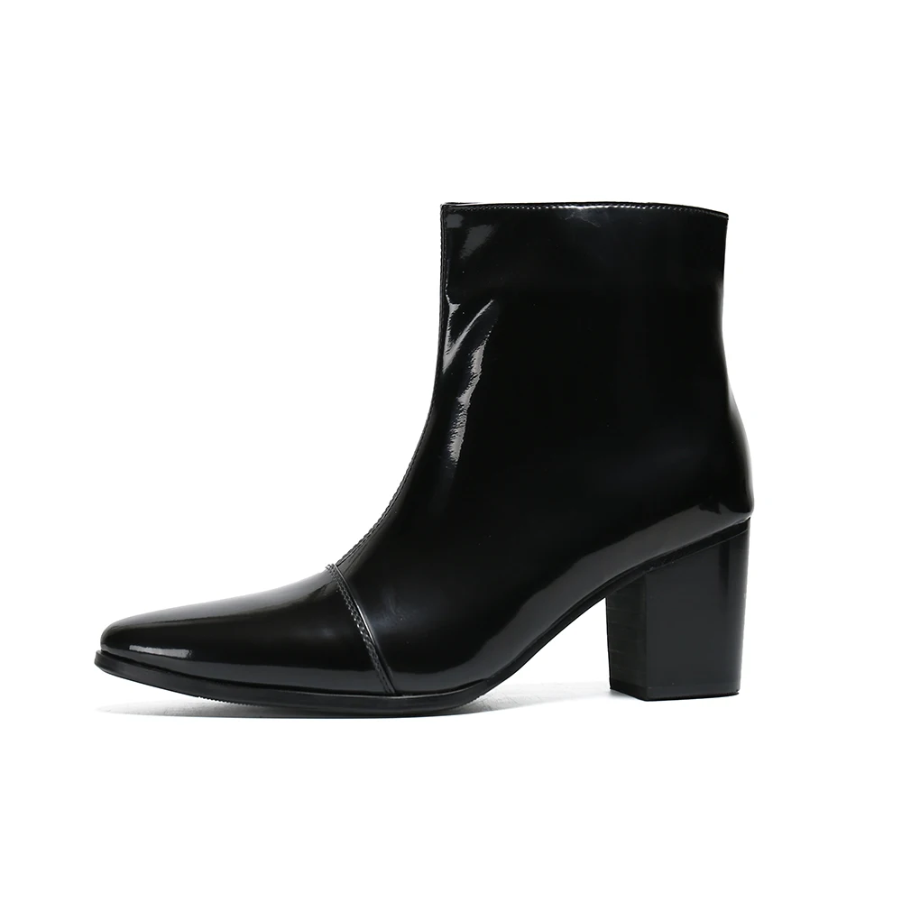 Итальянские мужские ботинки на высоком каблуке стильные вечерние с острым