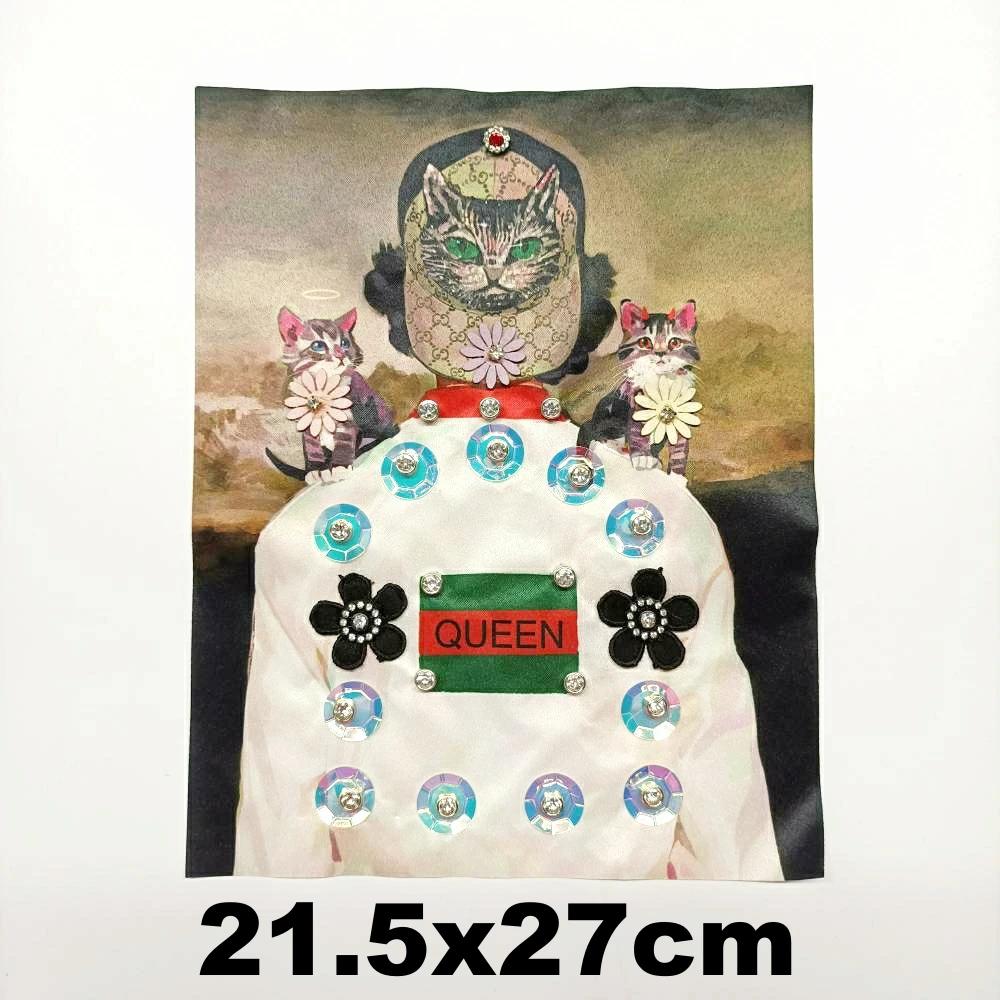 

Design large printing beaded embroidery big girl belle cartoon patches for clothing HE-3273