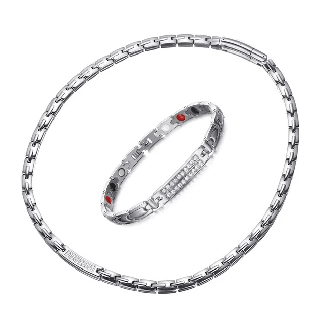 bracelet necklace Rainso германий магнитный здоровый ювелирный набор корейские Популярные изысканные ожерелья браслеты для леди магнитотерапия ювелирные изделия - Окраска металла: bracelet necklace