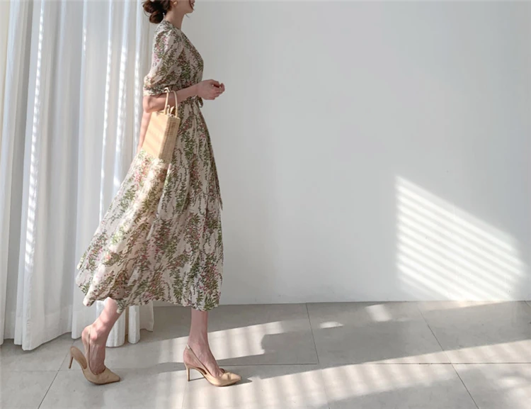 Женское шифоновое платье Colorfaith повседневное длинное винтажное с высокой талией v