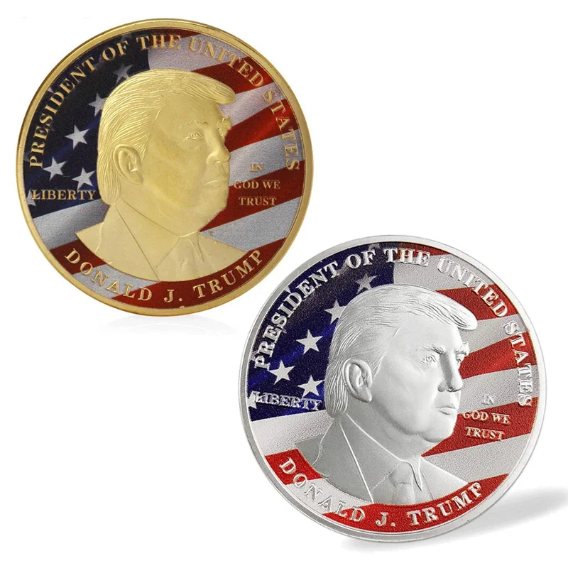 

Дональд J Трамп, президент США Дональд Трамп, серебряная позолоченная памятная монета с орлом