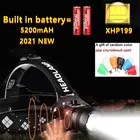 XHP199 ИК Сенсор светодиодный налобный фонарь 18650 USB Перезаряжаемые Мощный светодиодный фар головного фонарик Фонарь налобный фонарь Фонари для рыбалки