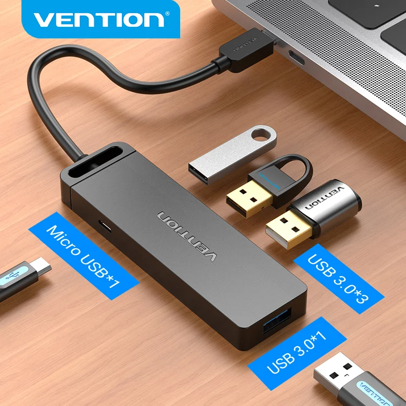 Концентратор Vention с USB-C на USB 3 1 4 порта зарядным портом Micro для MacBook Pro Huawei Mate 30 OTG