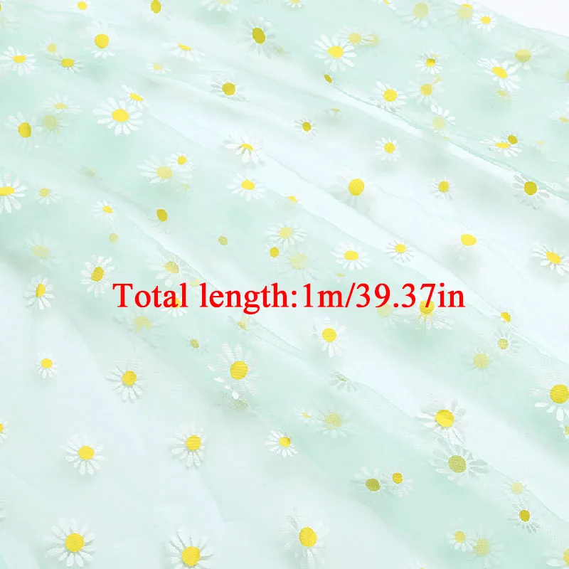 

Daisy Printing Organza Fabric 160cm Width for Girls Summer Dress Princess Dress Handmade DIY Curtain Clothing Decoration Fabric