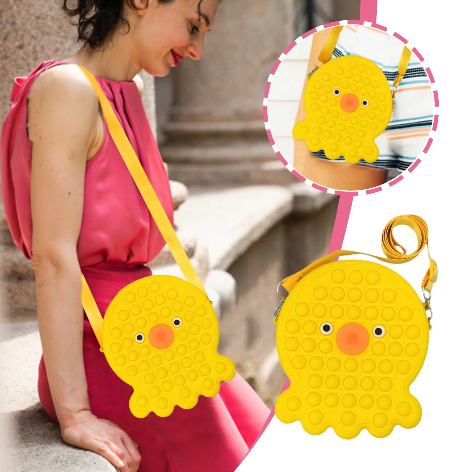 

Cute Bag Rainbow AntistressToy Backpack Silicone Sensory Decompression Desktop Puzzle Decompression Backpack Reliver Stress Toy