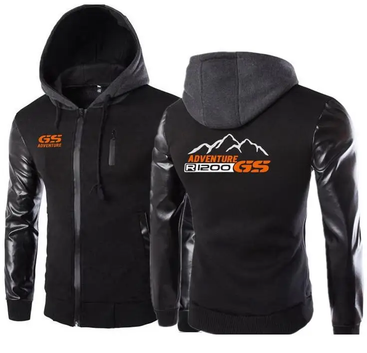 Кожаная приталенная куртка мотоциклетная толстовка с капюшоном мужская