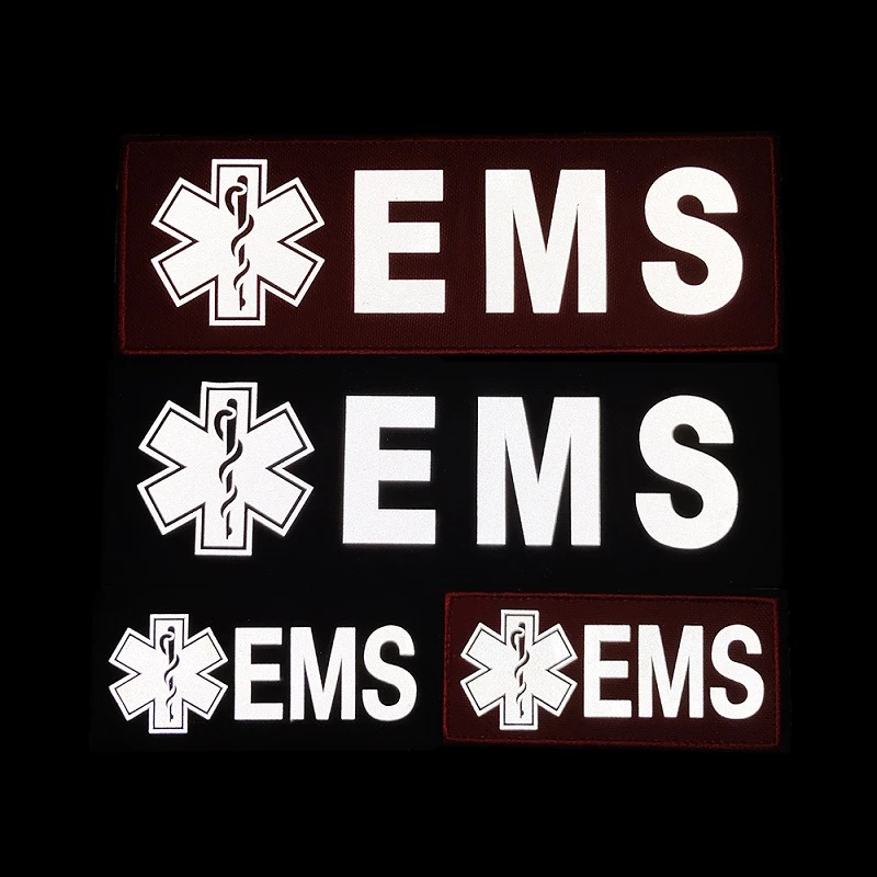 EMS Reflective Patches Emergency Medical Service Star Of Life Tactical Military Combat Emblem For Clothes Backpack Vest Decor