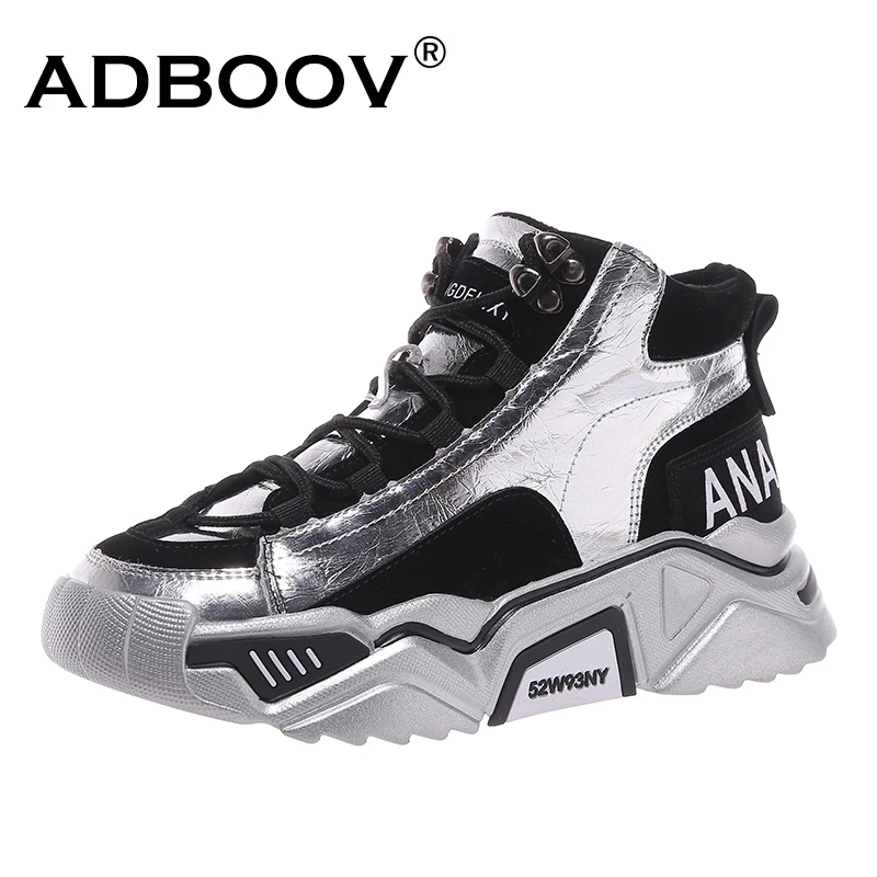 Женские высокие кроссовки ADBOOV модные зимние теннисные туфли на массивной