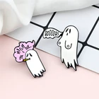 Забавные эмалевые булавки в виде призрака на Хэллоуин, креативные Милые Броши, джинсовый значок на лацкан, Металлическая пуговица на заказ, Модная бижутерия, подарки для друзей