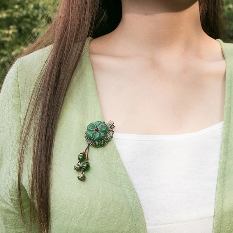 Винтажное глазированное стекло цветок этнический китайский стиль заколка для