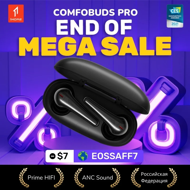  1MORE ComfoBuds Pro ES901 Беспроводные наушники Bluetooth 5.0 tws ANC QuietMax тройной драйвер 13,4 мм наушники-вкладыши с AAC 28 ч Время воспроизведения Google демонс…