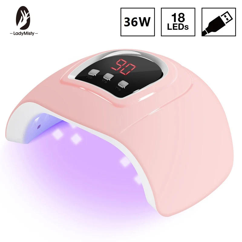LadyMisty УФ светодиодный светильник USB Сушилка для ногтей 36 Вт умный чип термостат Защита все гели лак ЖК-дисплей инструменты для дизайна ногтей