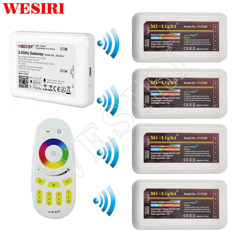 MiLight 2 4G 4-зонный WIFI светодиодный контроллер iBox + RF сенсорный пульт RGB RGBW для