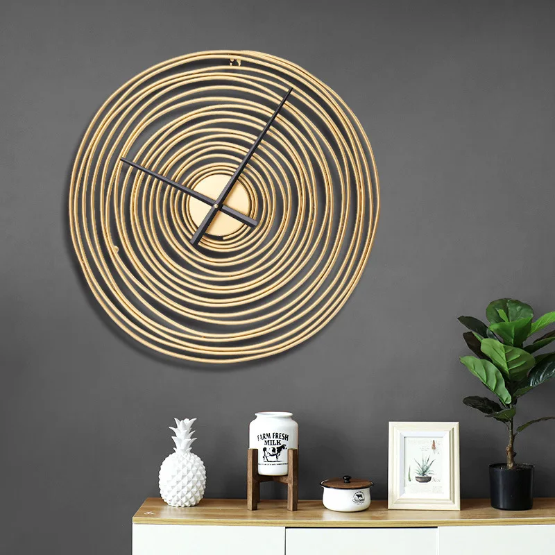 Роскошные Настенные часы с годовым кольцом Золотой Металл современный дизайн