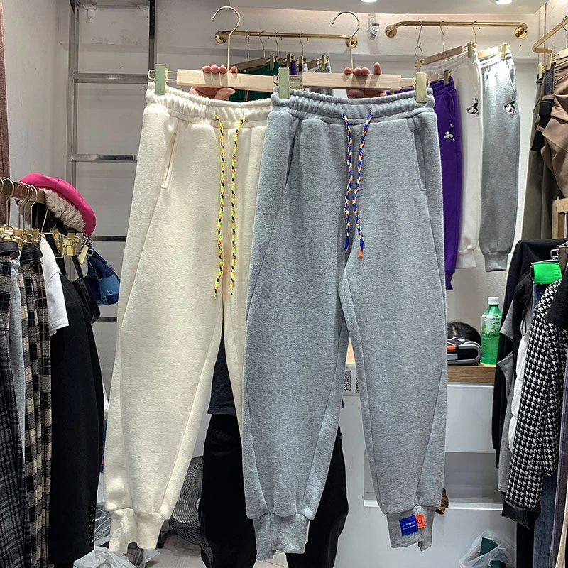 

Sweatpants Women's European Station 2021 Winter New High Waist Loose Colored Thicken Sweatpants KZ914