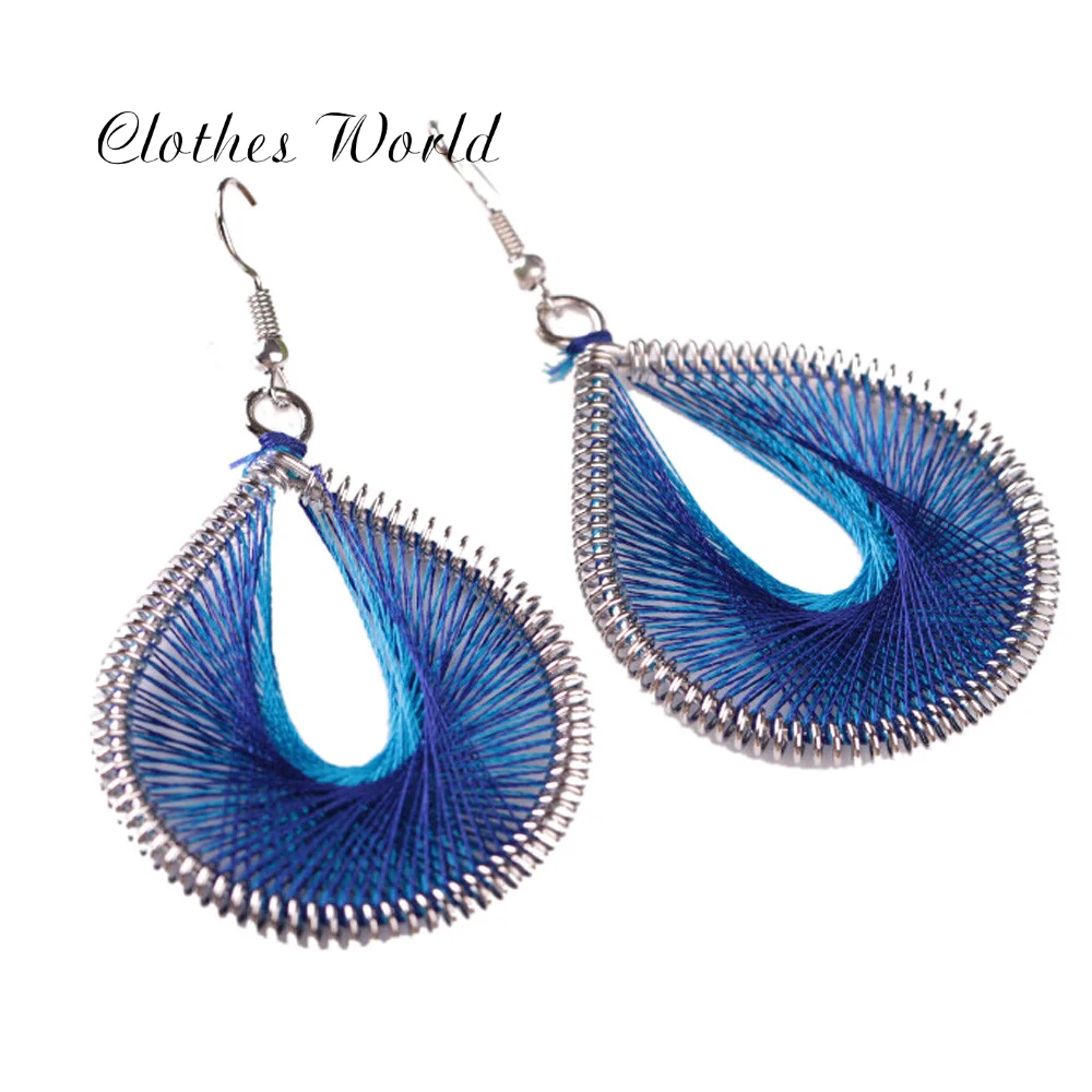 1Pair Big Water Drop Earrings Geometric Women Alloy Dangle Earings Eardrop Design Personality Long Party Jewelry Pendant Blue | Украшения и