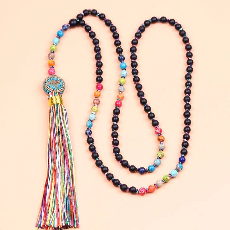 6 мм матовый ожерелье с черным ониксом йоги| |