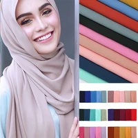 women elegant shawls headband plain bubble chiffon scarf hijab hot new solid color fashion muslim scarves