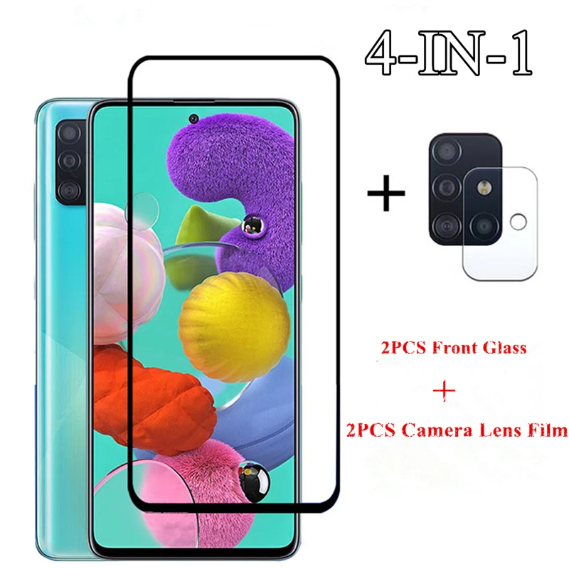 

2PCS Glass For Samsung Galaxy M21 M31 M11 A51 A41 A31 A21 A11 A01 A71 A50 A30 Tempered Glass Screen Protector Camera Len Film