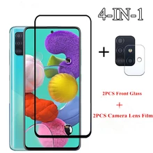2PCS Glass For Samsung Galaxy M21 M31 M11 A51 A41 A31 A21 A11 A01 A71 A50 A30 Tempered Glass Screen Protector Camera Len Film
