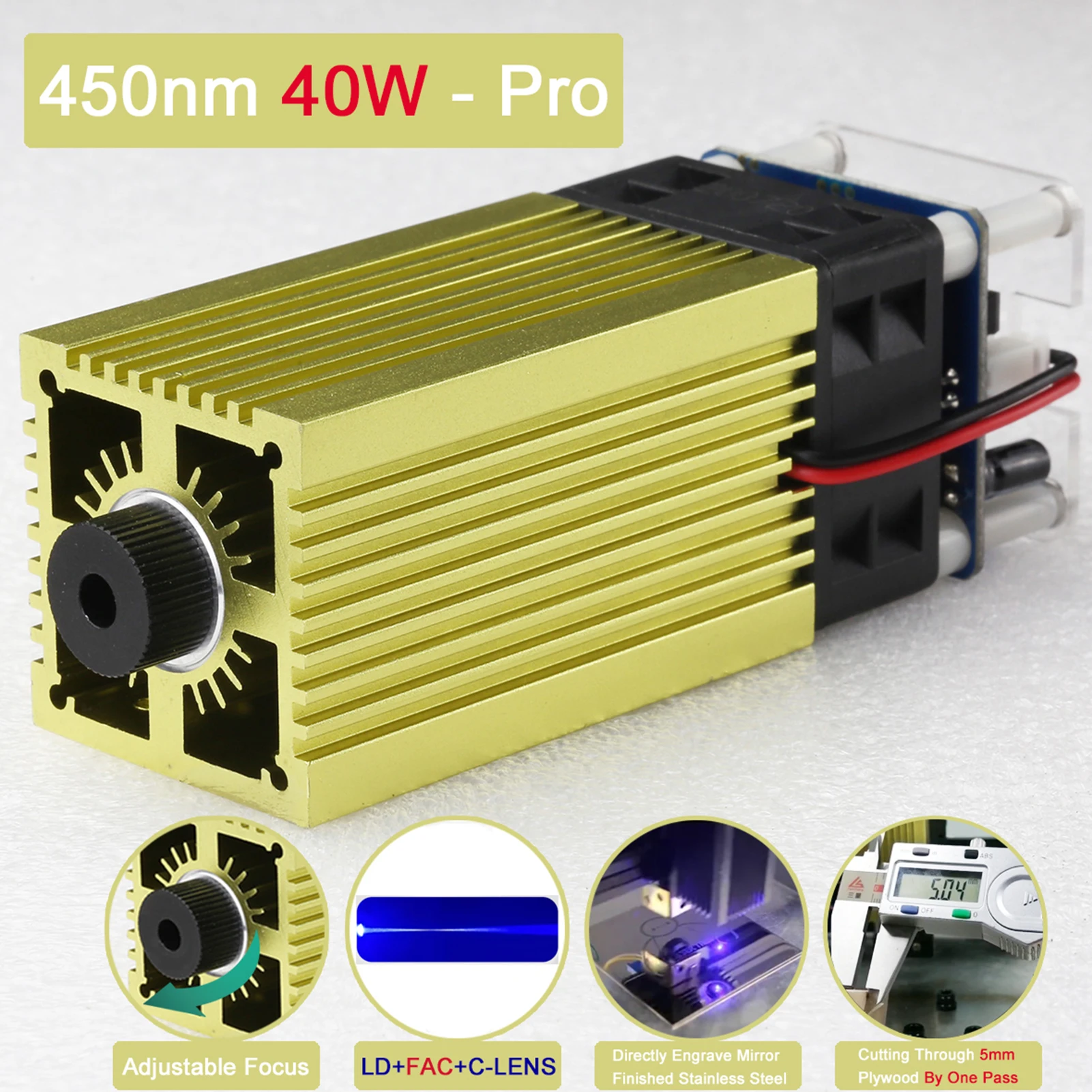 Лазерное дерево 450 нм 40 Вт TTL лазерная головка DIY гравировальный лазерный модуль