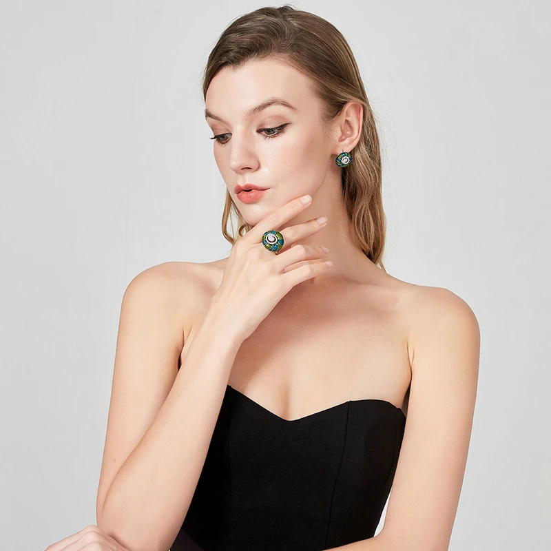 Mytys этнические эмалевые серьги зеленого цвета для женщин изысканное