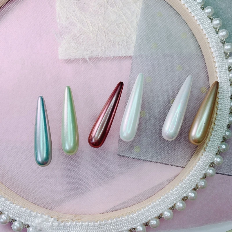 

Retro Temperament Symphony Long Water Drop Highlight Semi-hole Pearl Earring Earring Material 4pcs