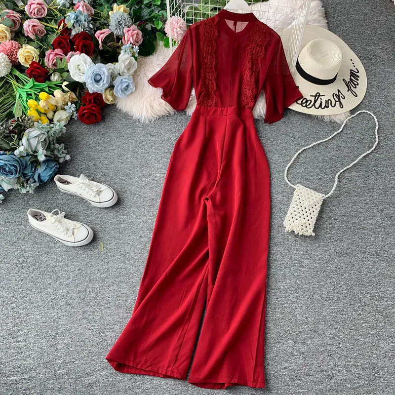 Женский комбинезон с широкими штанинами весна лето 2020|Женские комбинезоны| |