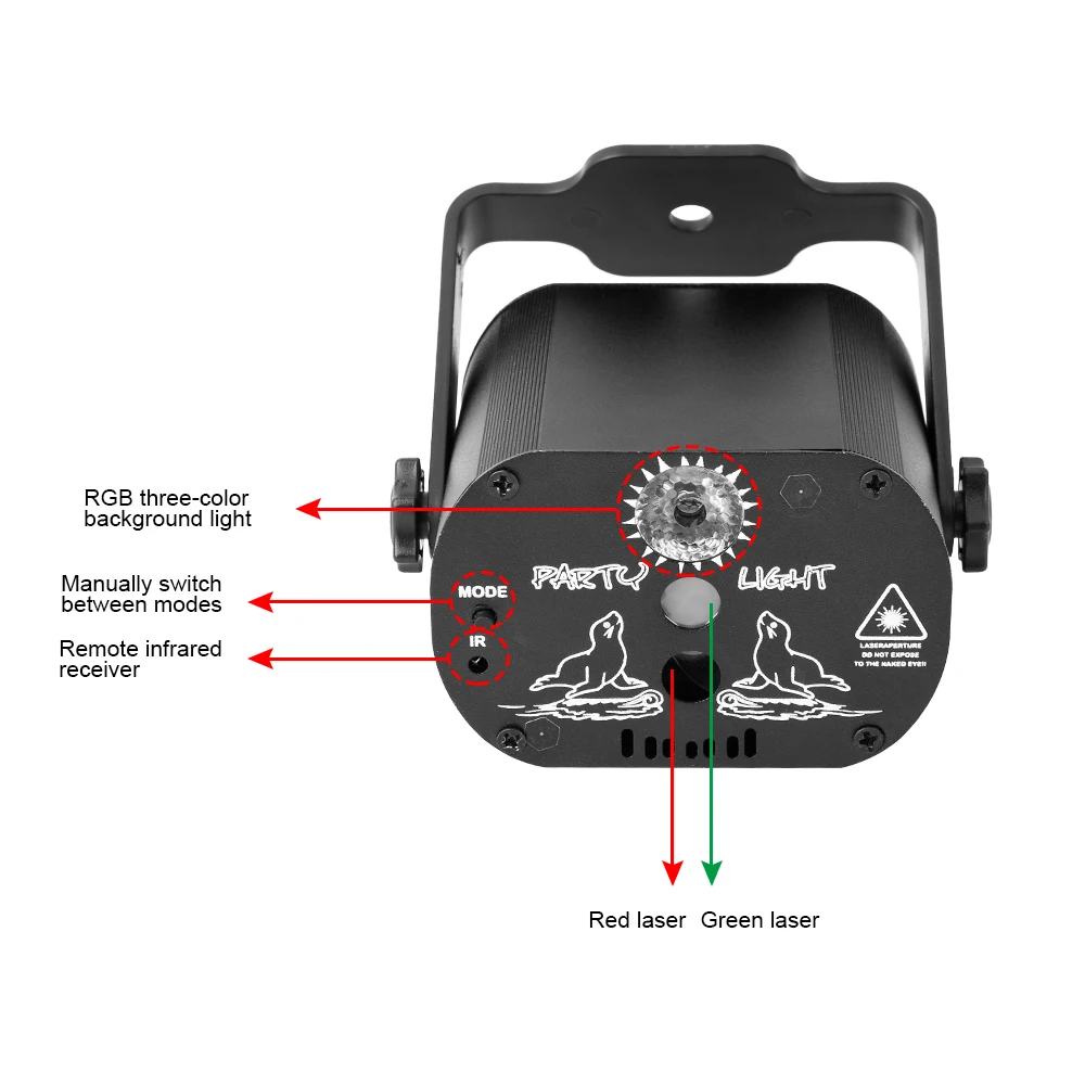 Led Disco Light Stage Lights Voice Control Music Laser Projector 60 Modes RGB Effect Lamp For Party Show with Controller | Освещение