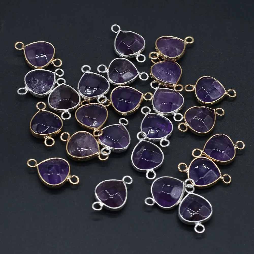 łącznik z kamienia naturalnego mały kształt kropli wody fasetowane ametysty Charms do wyrobu biżuterii bransoletka naszyjnik akcesoria