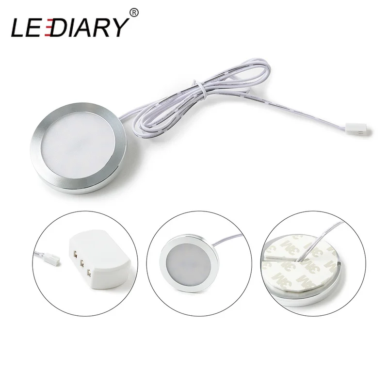 LEDIARY 3W 110V 220V Dimmable Downlight 6 Lamps Surface Mounted Remote Control Silver Round Spot Led Cabinet Display Lighting | Лампы и