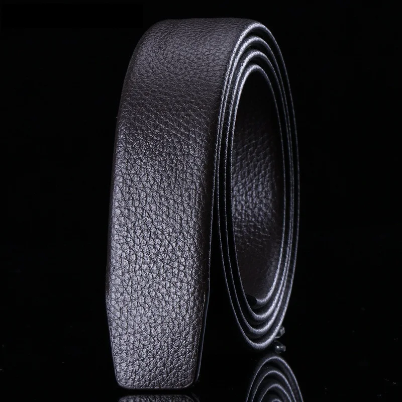 Кожаный ремень с натуральным лицевым покрытием без пряжки черный роскошный из