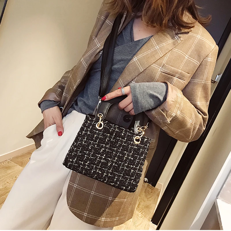 

Woolen cloth women bags female simple shoulder bag square handbag lady purse 01-SB-jynzst