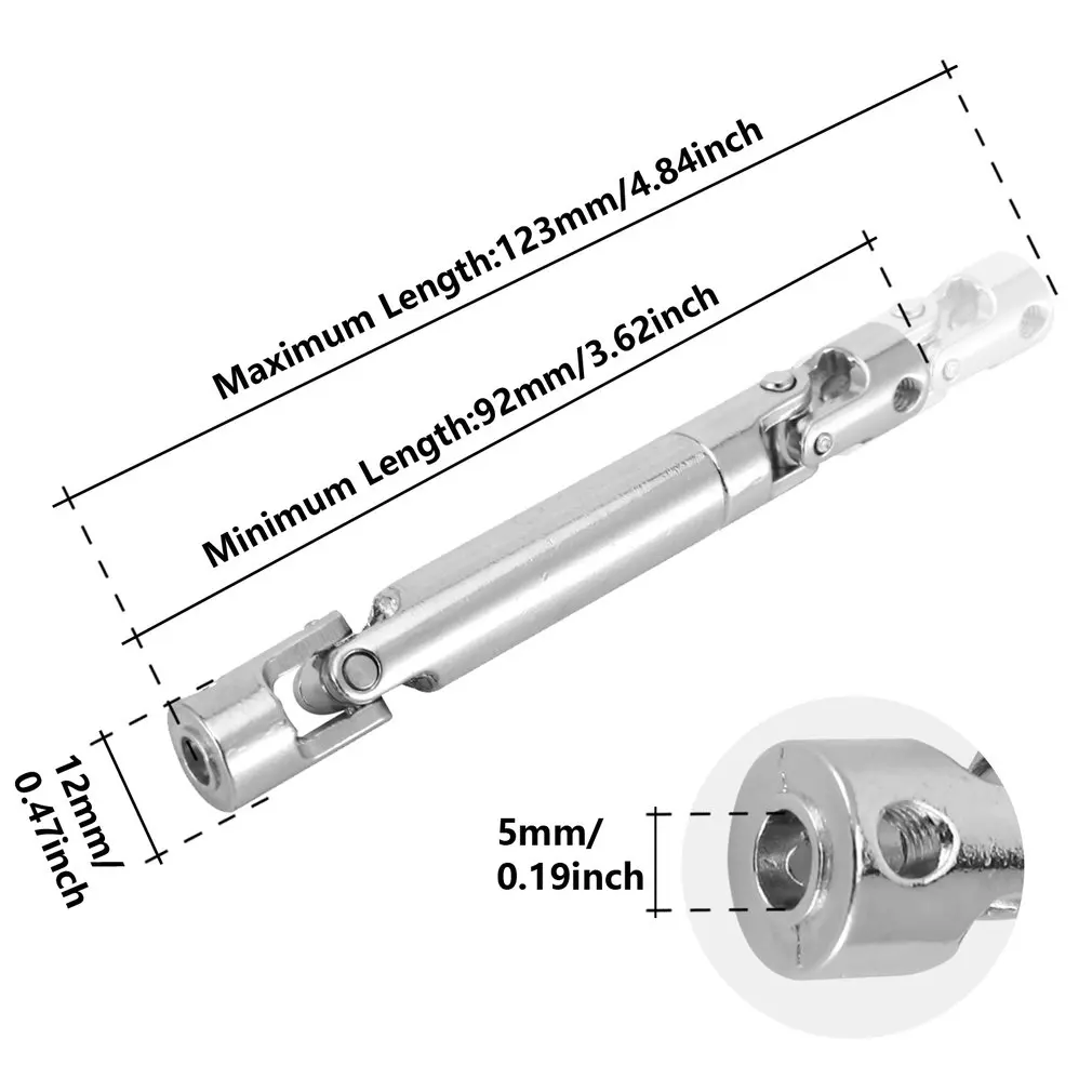 

2Pcs 90-115mm Steel CVD Universal Joint Drive Shaft for 1/10 RC Rock Crawler Car Axial SCX10 D90