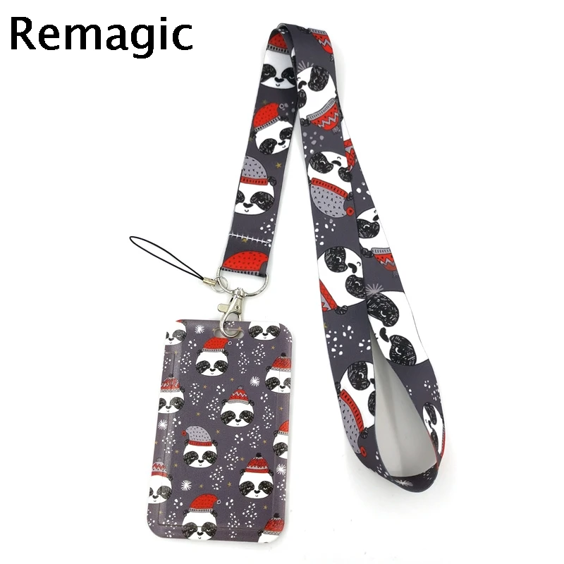 

Christmas Snowman Panda Anime Lanyard Badge Holder ID Card Lanyards Mobile Phone Rope Key Lanyard Neck Straps Keychain Key Ring