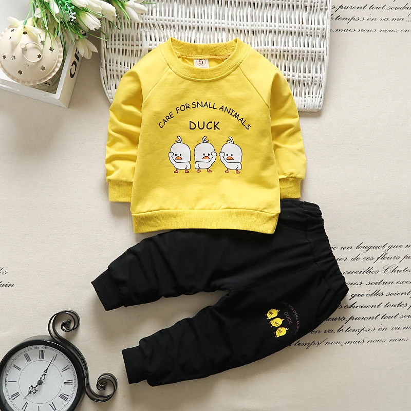 yellow Теплый комплект одежды для маленьких девочек, зимние комплекты одежды из толстого плюша и хлопка для маленьких девочек, толстовки и штаны Детский комплект детская одежда - Цвет: yellow