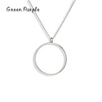 green purple real 925 sterling silver classic round necklace pendant sweater chain necklace for women elegant fine jewelry gift