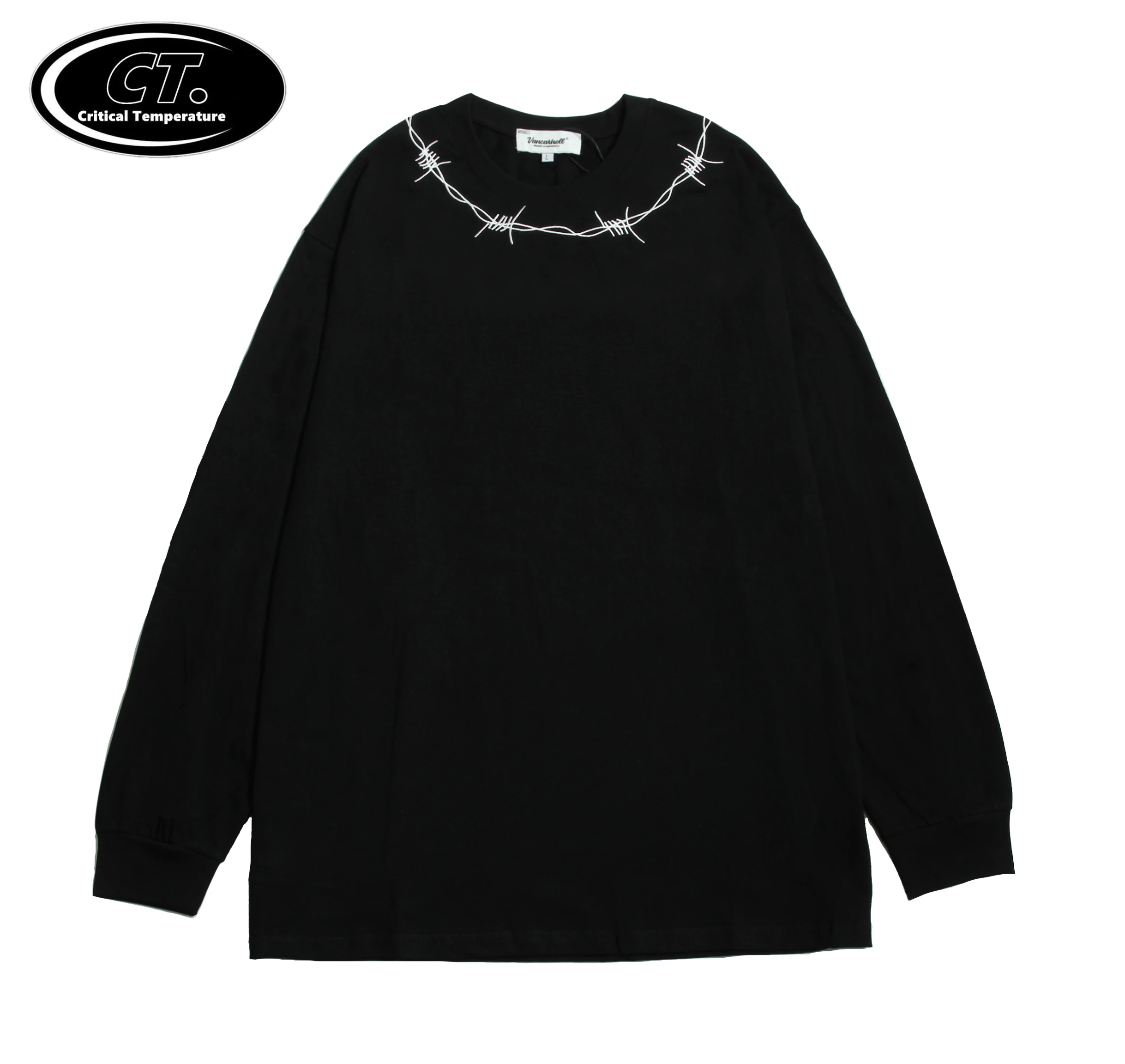 

Oversize T Shirt Men Hip Hop Streetwear Painting Letter Thorn In Letter Print Tshirt Harajuku Cotton Long Sleeve T-Shirt