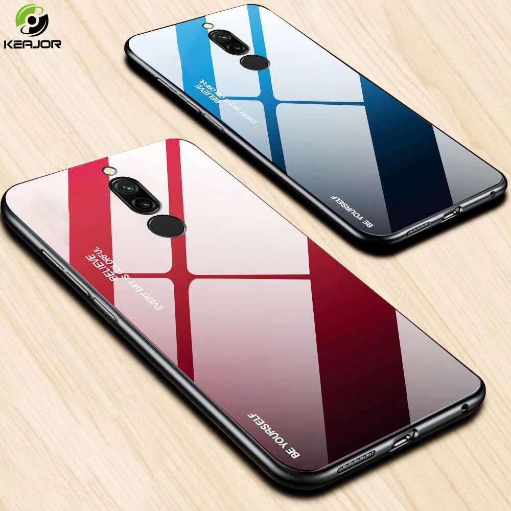 Жесткий чехол для Xiaomi Redmi 8 8A роскошный градиентный стеклянный мягкая силиконовая